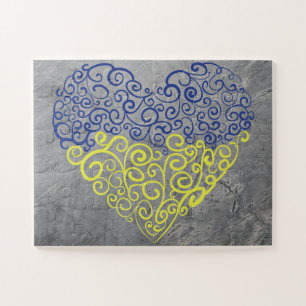 Spiral Wirbel mehandi Herz Ukrainische Flaggenfarb