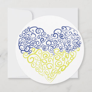 Spiral Wirbel mehandi Herz Ukrainische Flaggenfarb Ankündigung