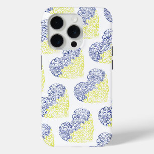Spiral Wirbel mehandi Herz Ukrainische Flaggenfarb Case-Mate iPhone Hülle