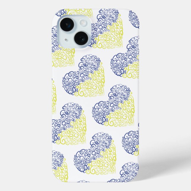 Spiral Wirbel mehandi Herz Ukrainische Flaggenfarb Case-Mate iPhone Hülle (Rückseite)