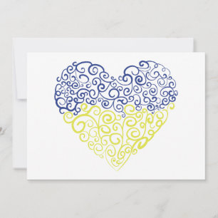 Spiral Wirbel mehandi Herz Ukrainische Flaggenfarb Feiertagskarte