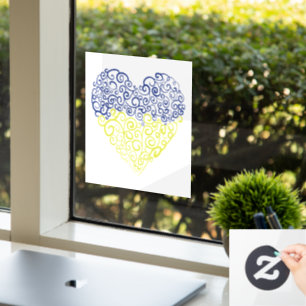 Spiral Wirbel mehandi Herz Ukrainische Flaggenfarb Fensteraufkleber