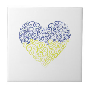 Spiral Wirbel mehandi Herz Ukrainische Flaggenfarb Fliese