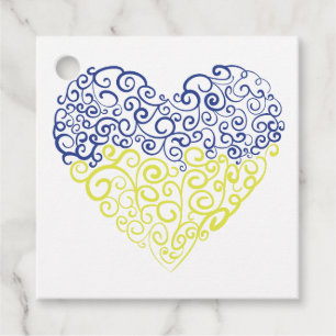 Spiral Wirbel mehandi Herz Ukrainische Flaggenfarb Geschenkanhänger