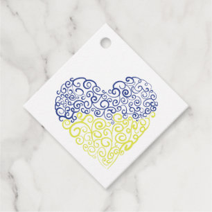 Spiral Wirbel mehandi Herz Ukrainische Flaggenfarb Geschenkanhänger