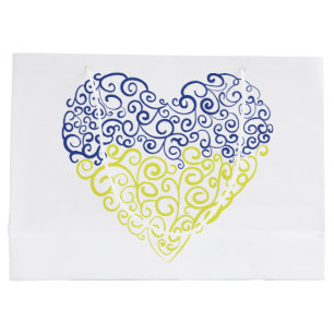 Spiral Wirbel mehandi Herz Ukrainische Flaggenfarb Große Geschenktüte