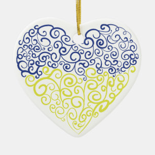 Spiral Wirbel mehandi Herz Ukrainische Flaggenfarb Keramik Ornament