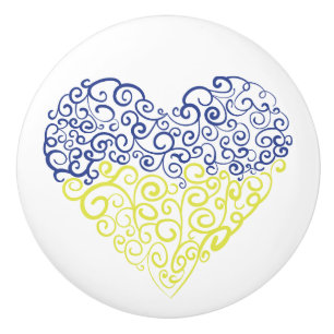 Spiral Wirbel mehandi Herz Ukrainische Flaggenfarb Keramikknauf
