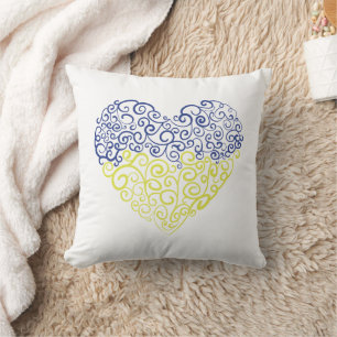 Spiral Wirbel mehandi Herz Ukrainische Flaggenfarb Kissen