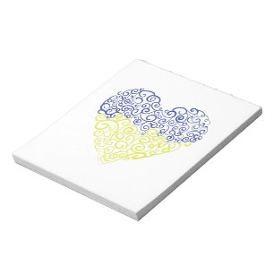 Spiral Wirbel mehandi Herz Ukrainische Flaggenfarb Notizblock