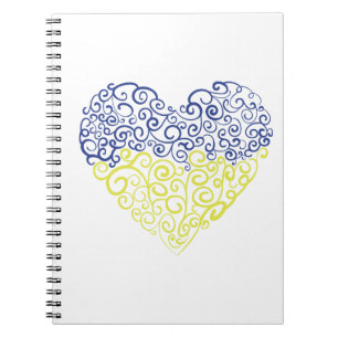 Spiral Wirbel mehandi Herz Ukrainische Flaggenfarb Notizblock