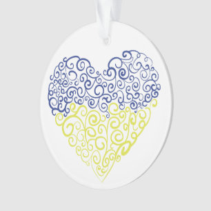 Spiral Wirbel mehandi Herz Ukrainische Flaggenfarb Ornament