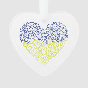 Spiral Wirbel mehandi Herz Ukrainische Flaggenfarb Ornament