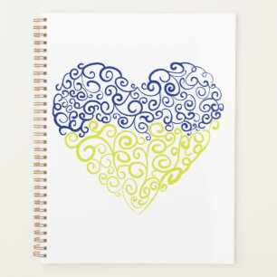Spiral Wirbel mehandi Herz Ukrainische Flaggenfarb Planer