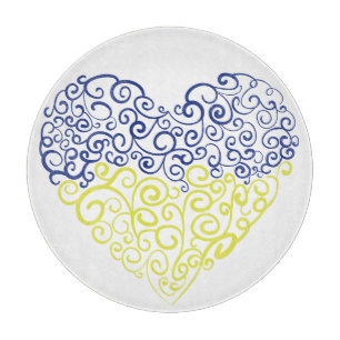 Spiral Wirbel mehandi Herz Ukrainische Flaggenfarb Schneidebrett