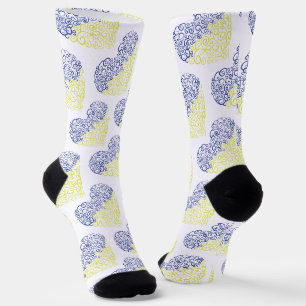 Spiral Wirbel mehandi Herz Ukrainische Flaggenfarb Socken