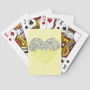 Spiral Wirbel mehandi Herz Ukrainische Flaggenfarb Spielkarten