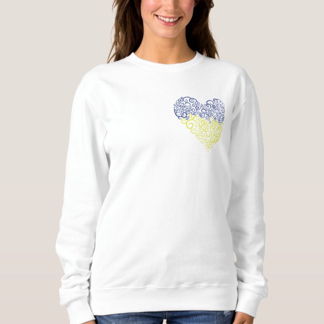 Spiral Wirbel mehandi Herz Ukrainische Flaggenfarb Sweatshirt (Vorderseite)