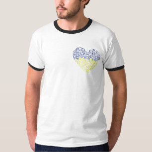 Spiral Wirbel mehandi Herz Ukrainische Flaggenfarb T-Shirt