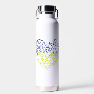 Spiral Wirbel mehandi Herz Ukrainische Flaggenfarb Trinkflasche