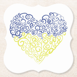 Spiral Wirbel mehandi Herz Ukrainische Flaggenfarb Untersetzer