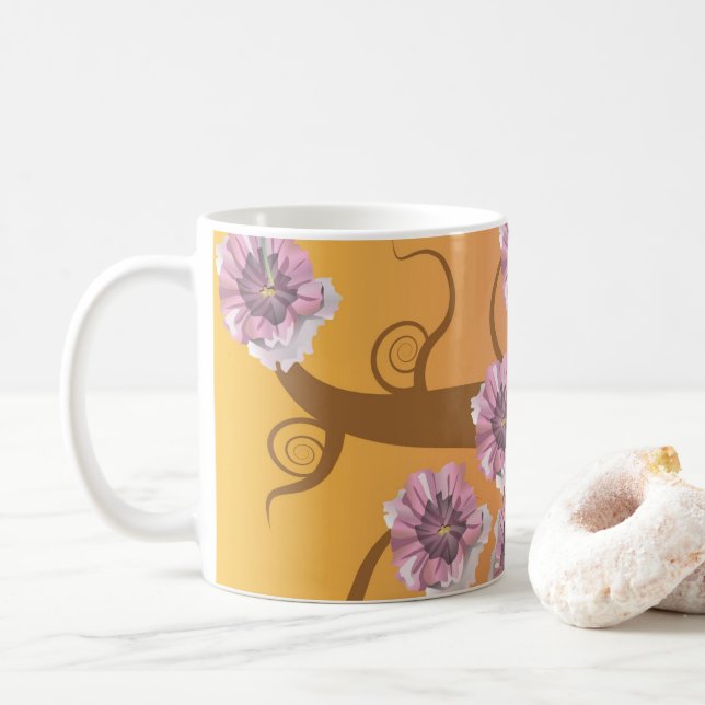 Spiralbaum mit Blüte Kaffeetasse (Mit Donut)