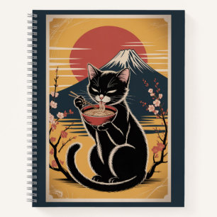 Spiralblock "Katze isst Ramen" Notizbuch