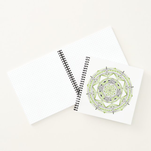 Spiralblock mit grünem Mandala-Design Notizbuch (Innenseite)