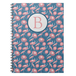 Spiralblock mit Monogramm Hübsche rosa Blumen Notizblock