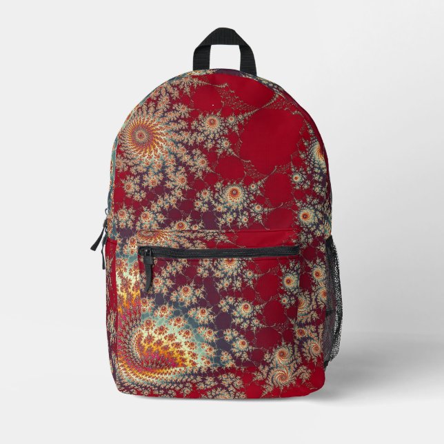 Spiralblumenmuster Bedruckter Rucksack (Vorderseite)