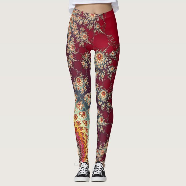 Spiralblumenmuster Leggings (Vorderseite)