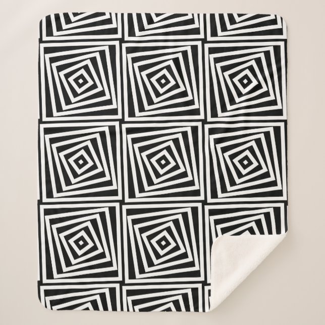 Spiralbox mit schwarzem und weißem Streifen Wieder Sherpadecke (Vorderseite)