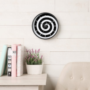Spirale concentrique en horloge ronde noir et blan
