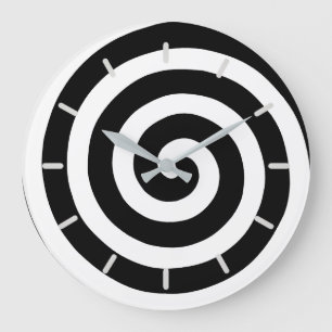 Spirale concentrique en horloge ronde noir et blan