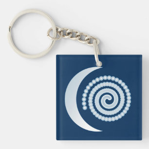 Spirale de Lune Argentée sur fond bleu foncé