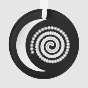 Spirale de lune d'argent sur noir