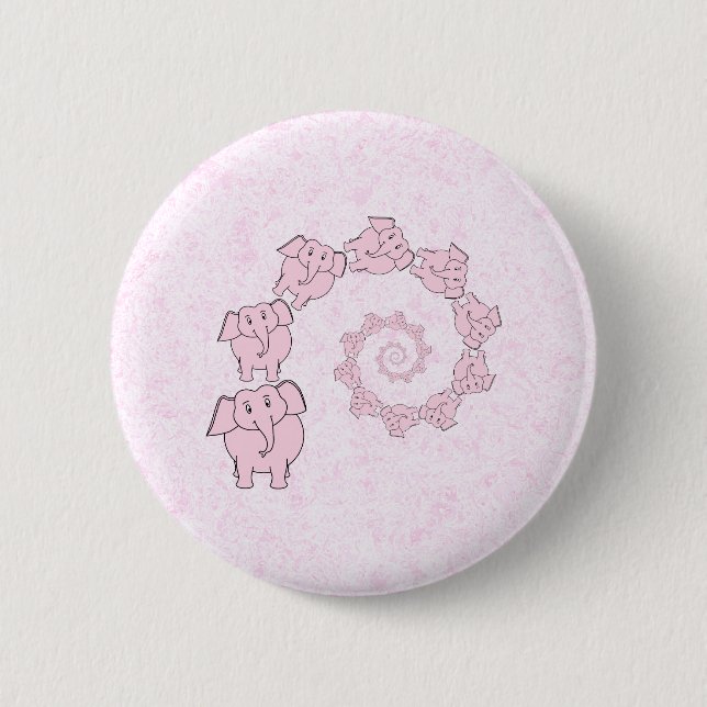 Spirale der rosa Elefanten. Rosa Hintergrund Button (Vorderseite)