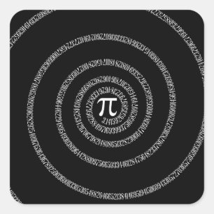 Spirale für Pi auf schwarzer Decke Quadratischer Aufkleber