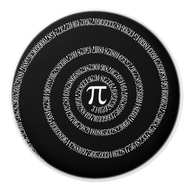 Spirale für Pi in schwarzem Vollton Keramikknauf (Vorderseite)