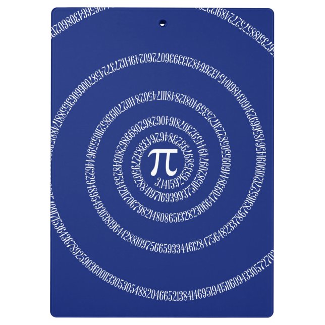 Spirale für Pi Typografie auf blau Klemmbrett (Rückseite)