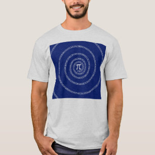 Spirale für Pi Typografie auf blau T-Shirt