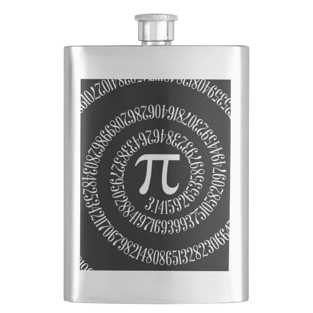 Spirale für Pi-Typografie auf schwarz Flachmann (Vorderseite)