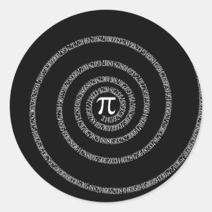 Spirale für Pi-Typografie auf schwarz Runder Aufkleber