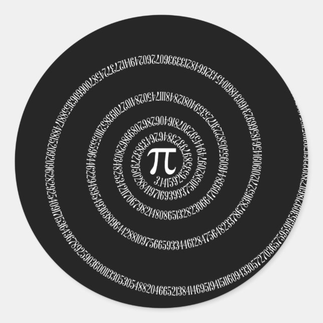 Spirale für Pi-Typografie auf schwarz Runder Aufkleber (Vorderseite)