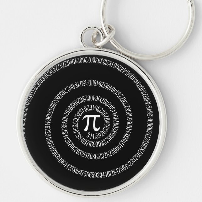 Spirale für Pi Typografie auf Schwarz Schlüsselanhänger (Vorne)