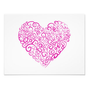 Spirale Handschrift rosa Herz für Valentinstag Fotodruck