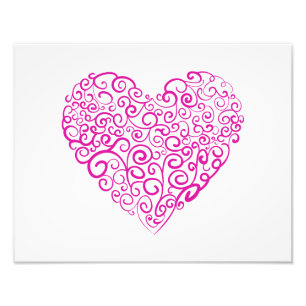 Spirale Handschrift rosa Herz für Valentinstag Fotodruck