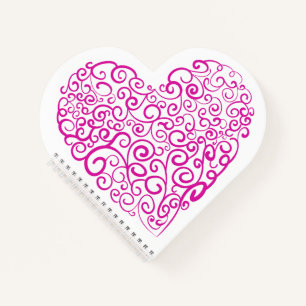 Spirale Handschrift rosa Herz für Valentinstag Notizbuch