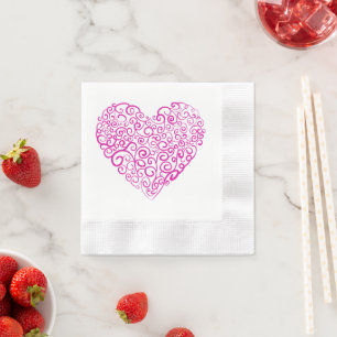 Spirale Handschrift rosa Herz für Valentinstag Serviette