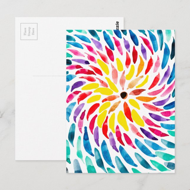 Spirale Regenbogenfarbe abstrakt Postkarte (Vorne/Hinten)